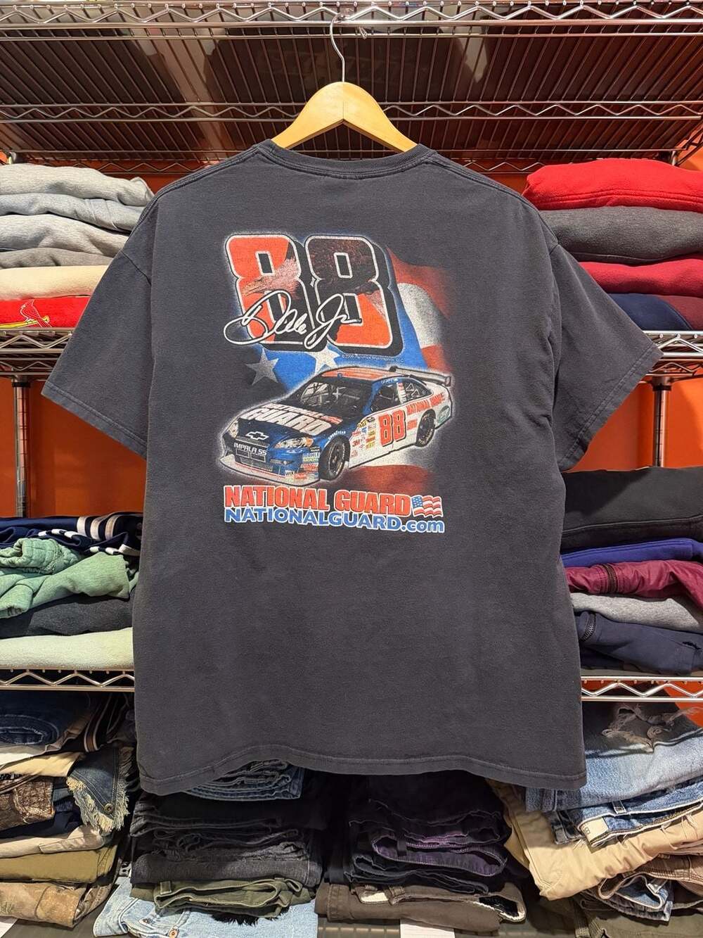 Hanes Dale Earnhardt Jr 88 National Guard T-Shirt Size XL Black Racing